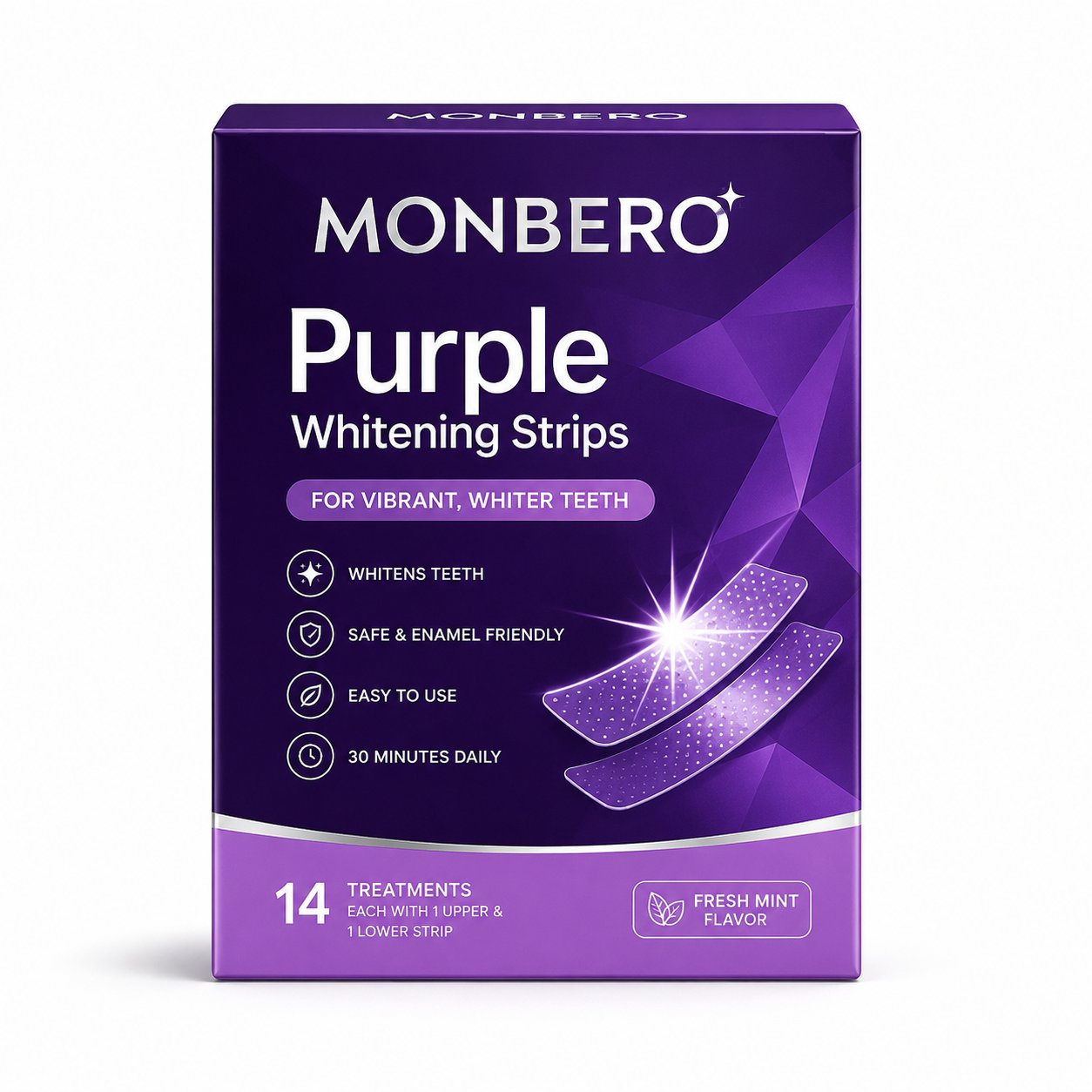Monbero Purple Whitening Strips box